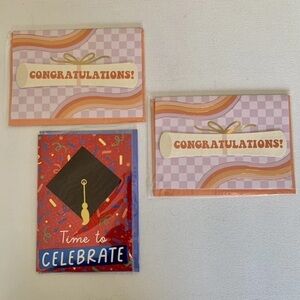 Graduation Greeting Cards with Envelopes Sealed Packages Congratulation Lot of 3